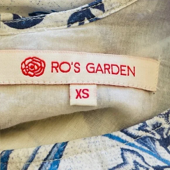 Ro’s Garden Floral Tiered Mini Dress Rene Tiffany Blue XS - Picture 9 of 12